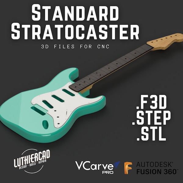 Standard Stratocaster | 3D Models for CNC | F3D, SKP, STEP | Instant Download |