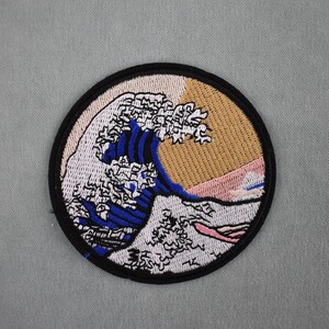 The Great Wave Kanagawa iron-on patch, embroidered crest