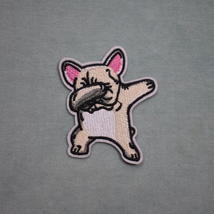 Bulldog Dab patch, embroidered iron-on dog patch, iron on patch or sew on patch