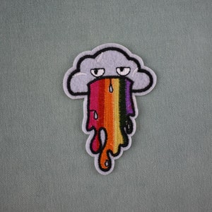 Rainbow cloud patch, embroidered fusible patch, iron on patch, sewing patch, customize clothing and accessories