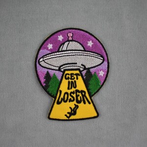 UFO crest, Embroidered iron-on get in loser, Patch to customize clothing and accessories