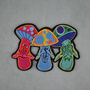 The three mushrooms patch, embroidered iron-on patch, sewing patch, customize clothing and accessories