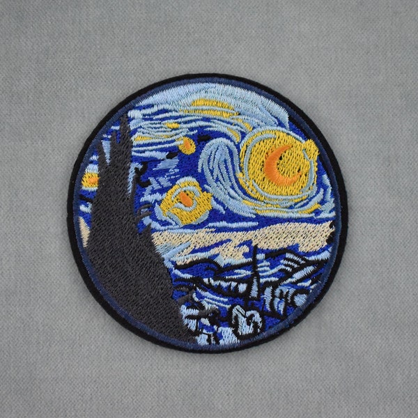 Patch créatif Van Gogh, écusson thermocollant brodé, patch à coudre ou à repasser