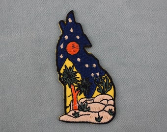 Moonlight wolf patch, embroidered iron-on patch, iron on patch, sewing patch, customize clothing and accessories