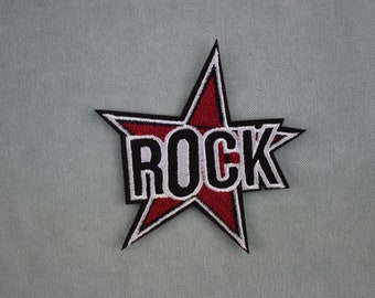 Fusible Rock patch, Embroidered crest on iron or sew, customize clothes and accessories