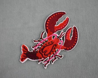 Patch homard thermocollant brodé sur fer ou à coudre, customiser vêtements et accessoires