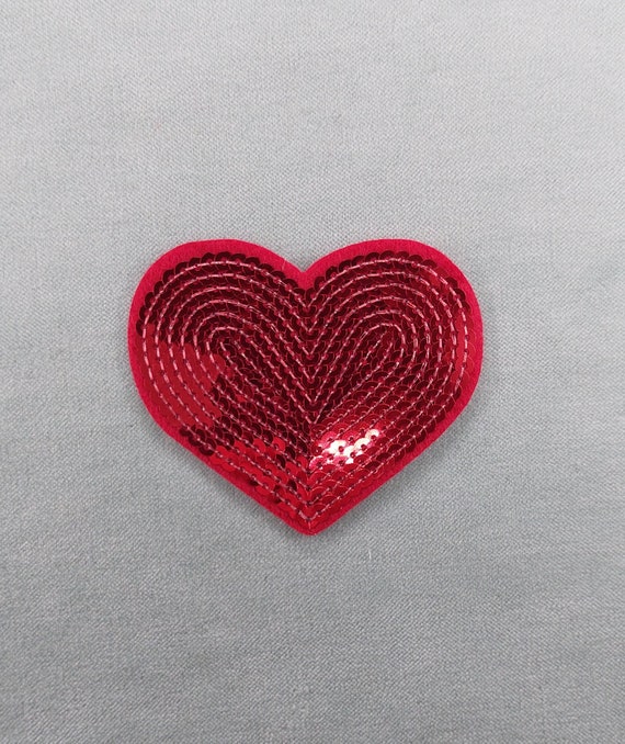 Parche de corazón rojo de lentejuelas de - Etsy