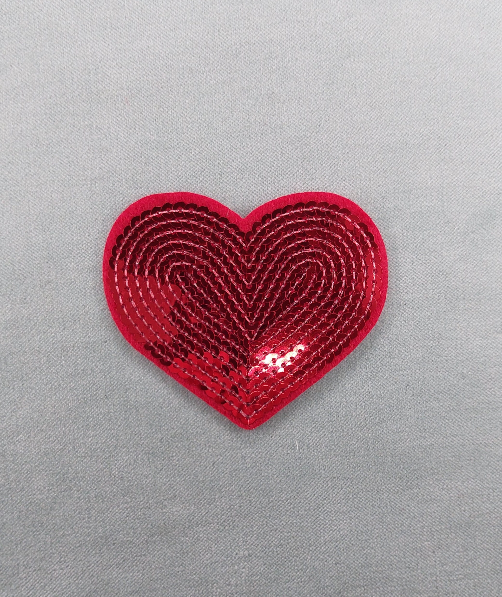 Set of 5 Sequined Heart Iron On Patches - DIY Fabric Decoration