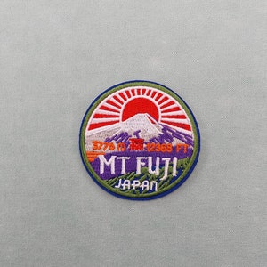 Fuji Japan iron-on patch, rising sun embroidered badge