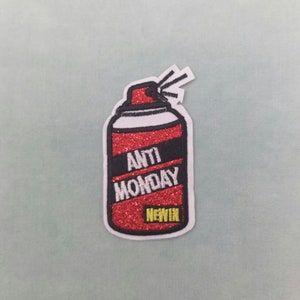 Anti-Monday iron-on cleaning patch embroidered and sequins, iron on patch, sewing patch, customize clothes and accessories