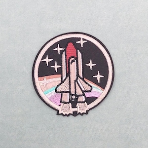 Toppa ricamata a forma di razzo, toppa termoadesiva