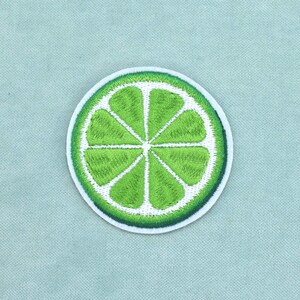 Embroidered iron-on lime patch, citrus patch to customize