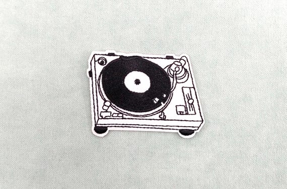 Patch Lecteur disque platine vintage, Écusson thermocollant brodé