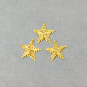 Set van 3 gouden sterrenpatches met gouden rand, geborduurde strijkpatches, 5 cm