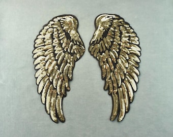 2 Iron-on sequined wings, various styles, iron-on patch, customize clothes and accessories