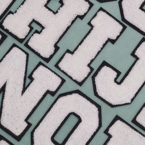Parches de letras del alfabeto de chenilla blanca, varias insignias bordadas para planchar, Personalizar, Personalizar