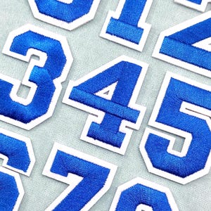 Blaue Nummernaufnäher, bestickte Nummernaufnäher zum Aufbügeln, zum Personalisieren von Kleidung und Accessoires