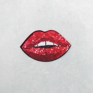 Glitzernder Lippenaufnäher, 17 cm x 10,5 cm, zum Aufbügeln, zum Personalisieren von Kleidung und Accessoires