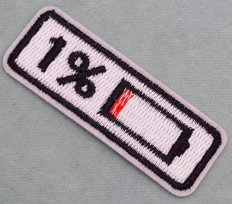 Low battery patch, embroidered iron-on patch, sewing patch, customize clothing and accessories image 2