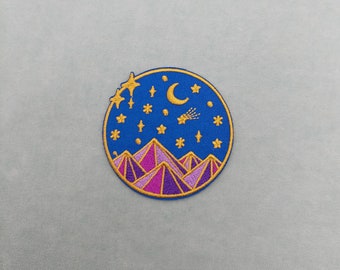 Starry sky illustration patch, embroidered iron-on badge, customize clothing and accessories