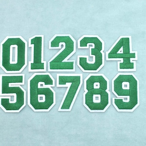 Toppe numeriche verdi, toppe numeriche ricamate termoadesive, per personalizzare abbigliamento e accessori