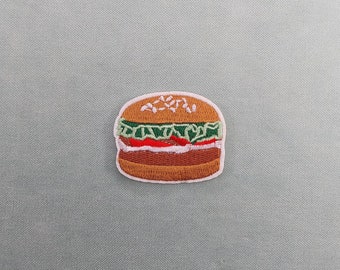 Patch hamburger, écusson thermocollant brodé, fer sur patch, patch à coudre, customiser vêtements et accessoires