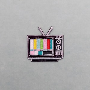 Embroidered iron-on TV patch, crest on iron or sew, customize clothing and accessories