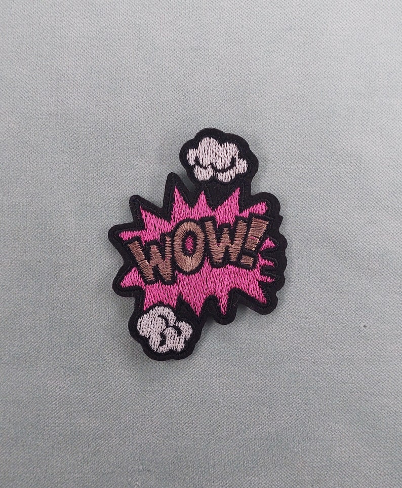 Embroidered iron-on comic onomatopoeia patch, pantonym badge, customize clothing and accessories 9