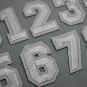 White number patches, iron-on embroidered number patches, to customize clothing and accessories image 3