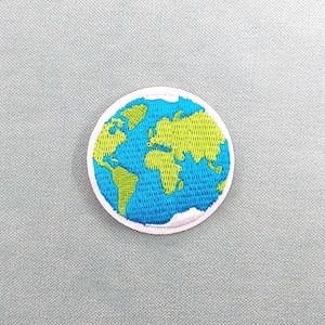Aufnäher Planet Erde zum Aufbügeln, gesticktes Globus-Abzeichen auf Bügeleisen