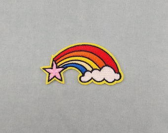 Embroidered Rainbow Cloud Patch, Iron-on Badge