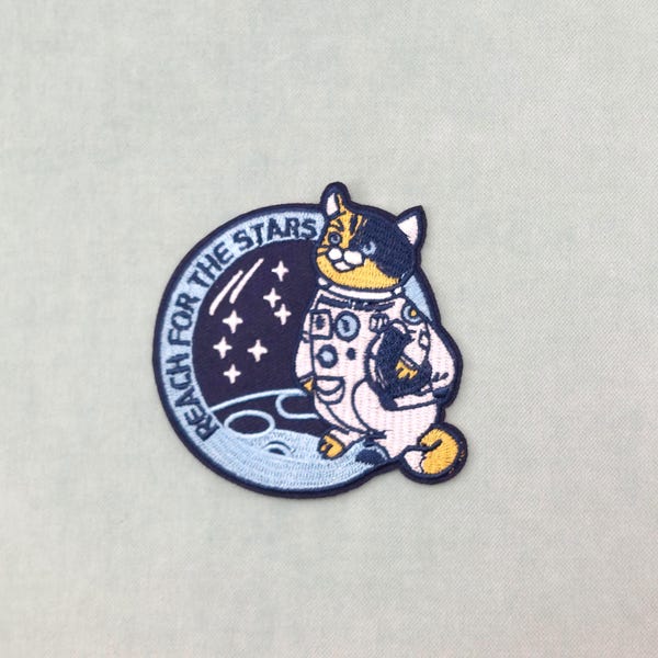 Iron-on or sew-on astronaut cat patch