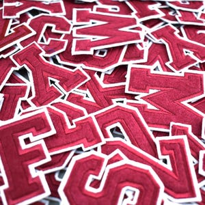 Garnet iron-on alphabet letter patches, embroidered patches, customize, personalize