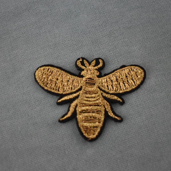 Iron-on flying insect patch in gold and silver, iron on patch, sewing patch, customize clothing and accessories