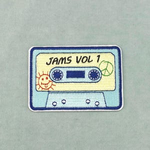 Patch Cassette Jams Vol 1 vintage brodé thermocollant, écusson brodé sur fer