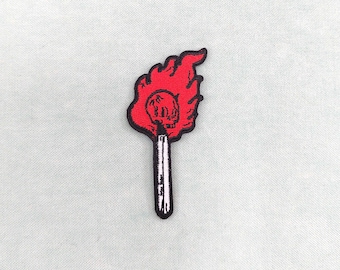 Skull matchstick patch, embroidered iron-on patch, iron-on patch, sew-on patch, customize clothes and accessories