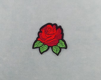 Patch rouge brodé, Écusson thermocollant brodé 6.5 cm / 7 cm, customiser vêtements et accessoires