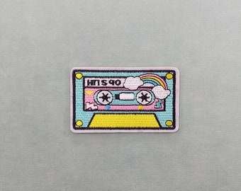 Patch Cassette vintage thermocollant, écusson brodé sur fer