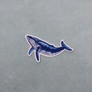 Patch baleine bleue, Écusson brodé thermocollant brodé, Applique à coudre image 1