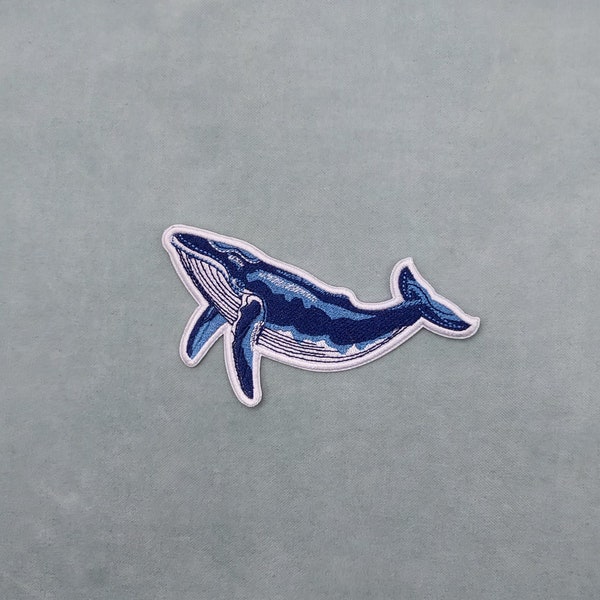 Patch baleine bleue, Écusson brodé thermocollant brodé, Applique à coudre