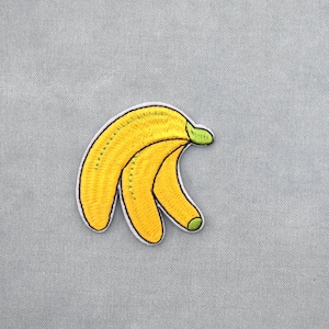 Embroidered iron-on banana patch, customizable badge