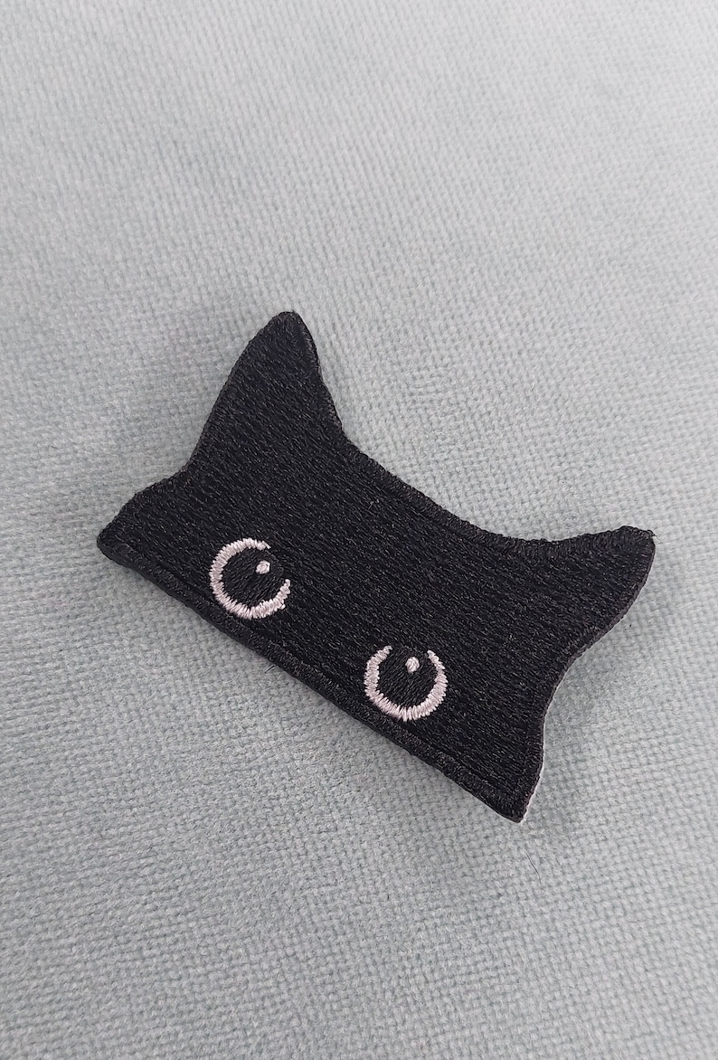 Patch regard chat noir, écusson thermocollant brodé image 3