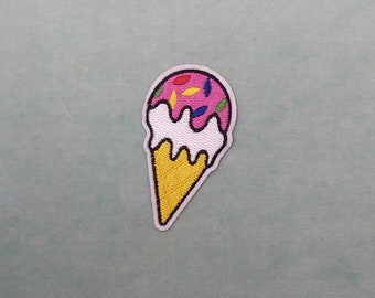 Iron-on ice cream patch, Embroidered ice cream badge