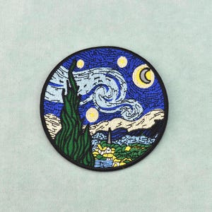 Van Gogh Canvas Patch, 8 cm besticktes Bügelabzeichen, Aufnäher oder Bügelbild