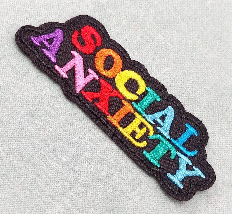 Parche termoadhesivo de ansiedad social, parche bordado, parche termoadhesivo, parche para coser, personaliza ropa y accesorios imagen 2