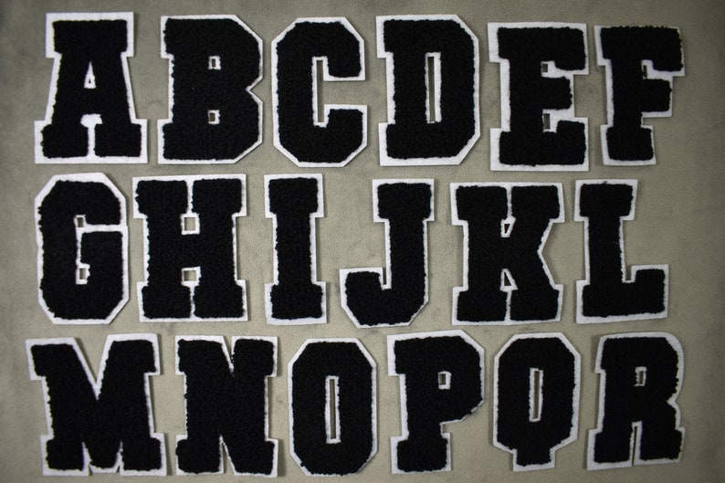 Patchs lettres alphabet chenilles noirs, écussons brodés non thermocollants , Customiser, Personnaliser image 3