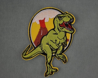 T-Rex Dinosaur Patch, Iron-on Tyrannosaurus Patch Embroidered on Iron