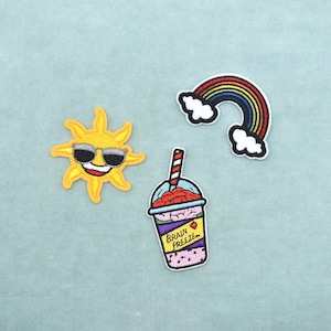 Lot 3 patchs Summer thermocollants brodés