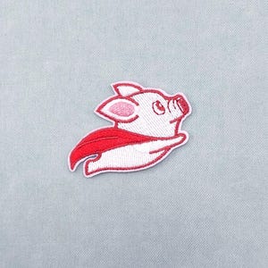Patch cochon Super hero thermocollant brodé, fer sur patch, patch à coudre, customiser vêtements et accessoires