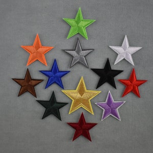 3 Iron-on star patches, Embroidered patches on iron or sewing, customize clothes and accessories